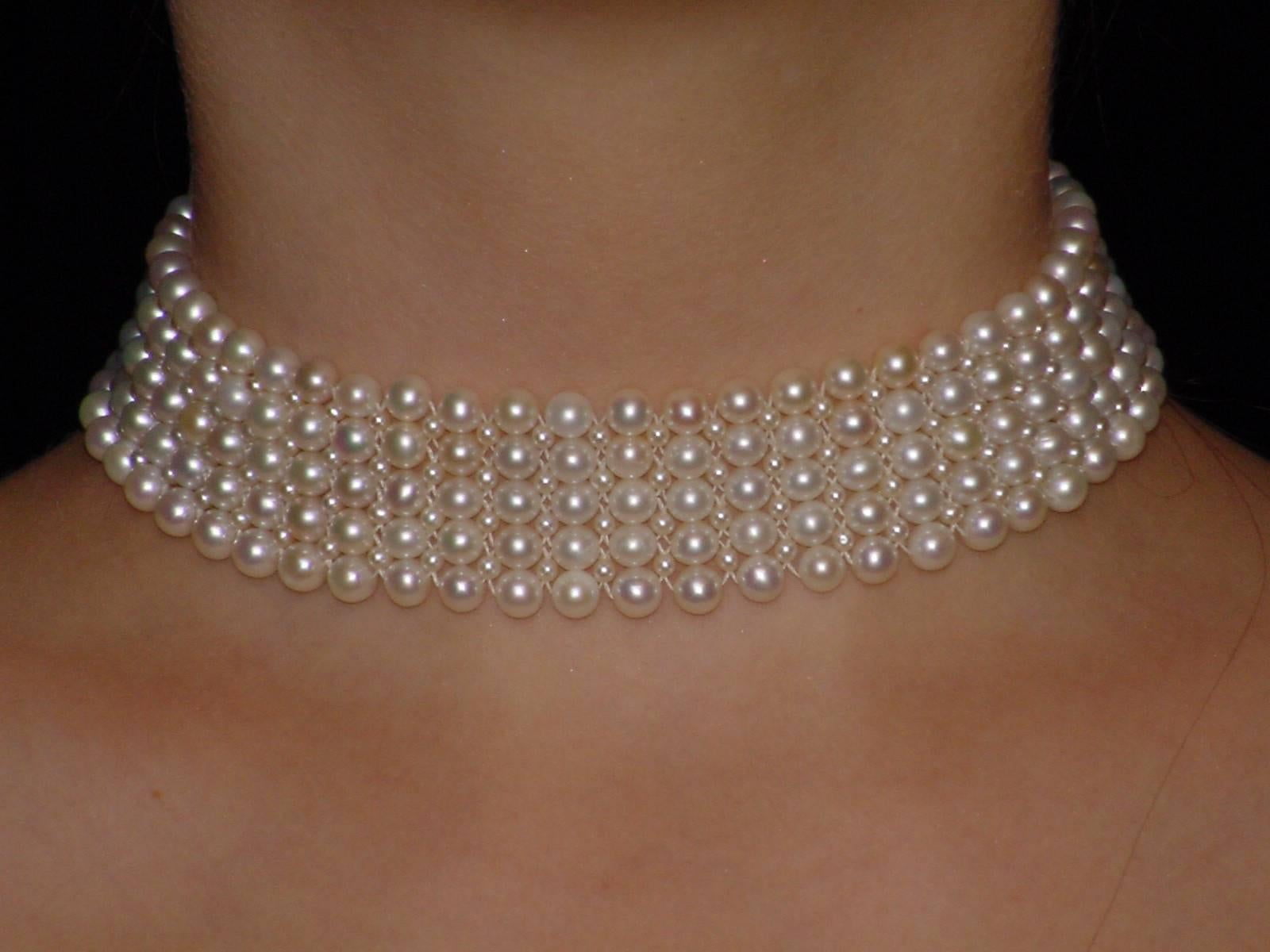 Multi-strand Woven Pearl Choker 2