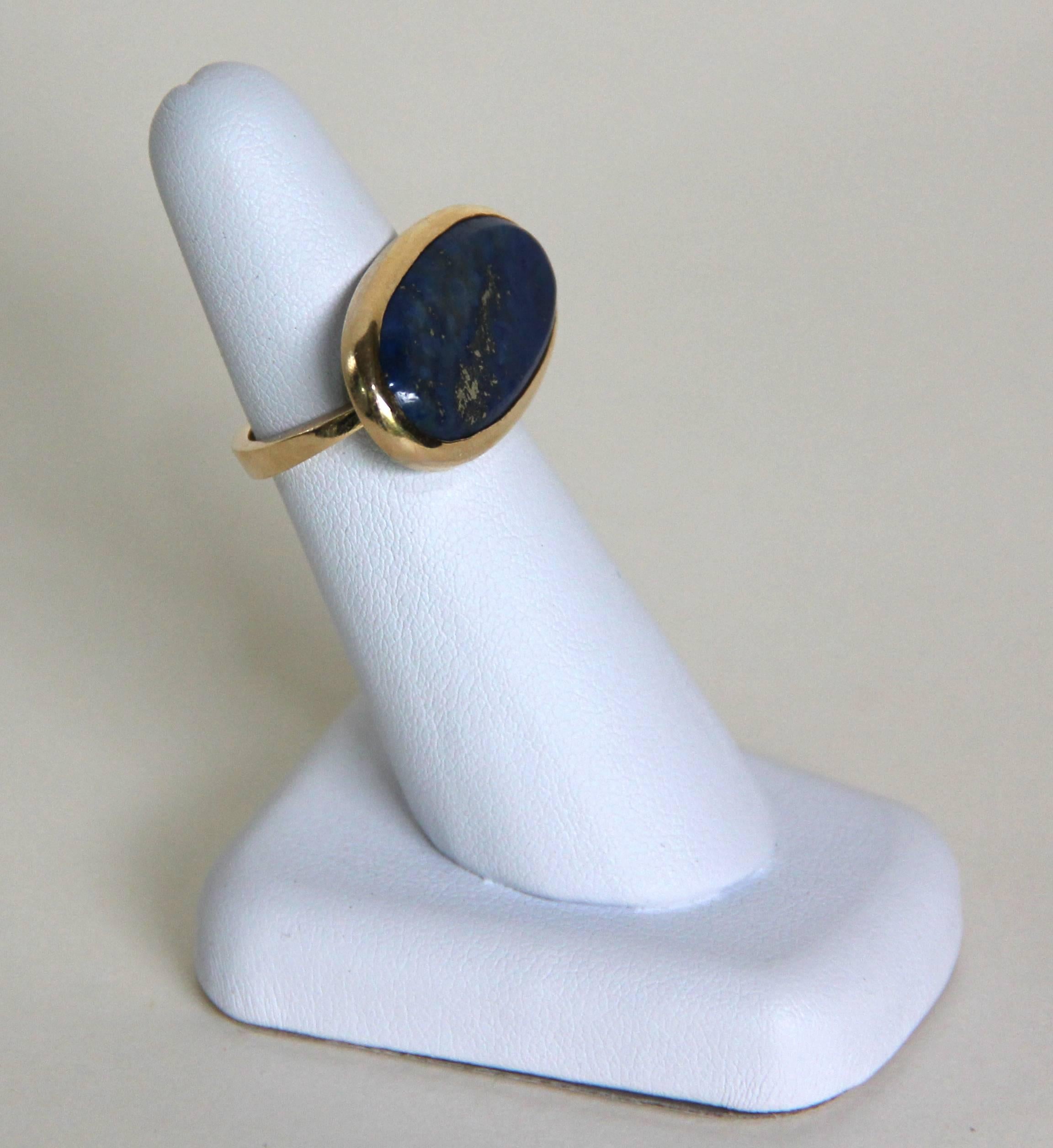 Artisan Marina J Oval Lapis Lazuli Gold Ring