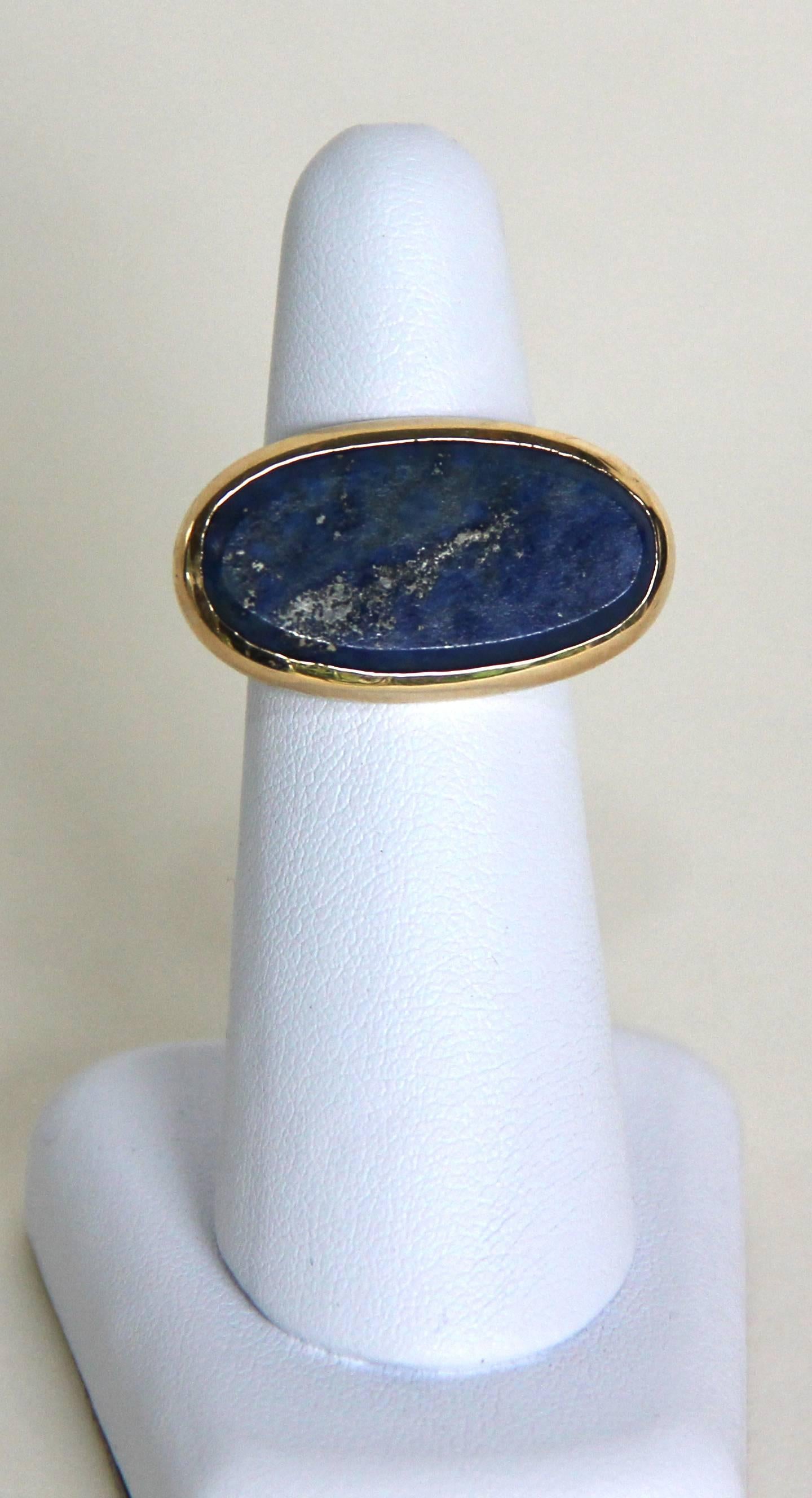 Women's Marina J Oval Lapis Lazuli Gold Ring
