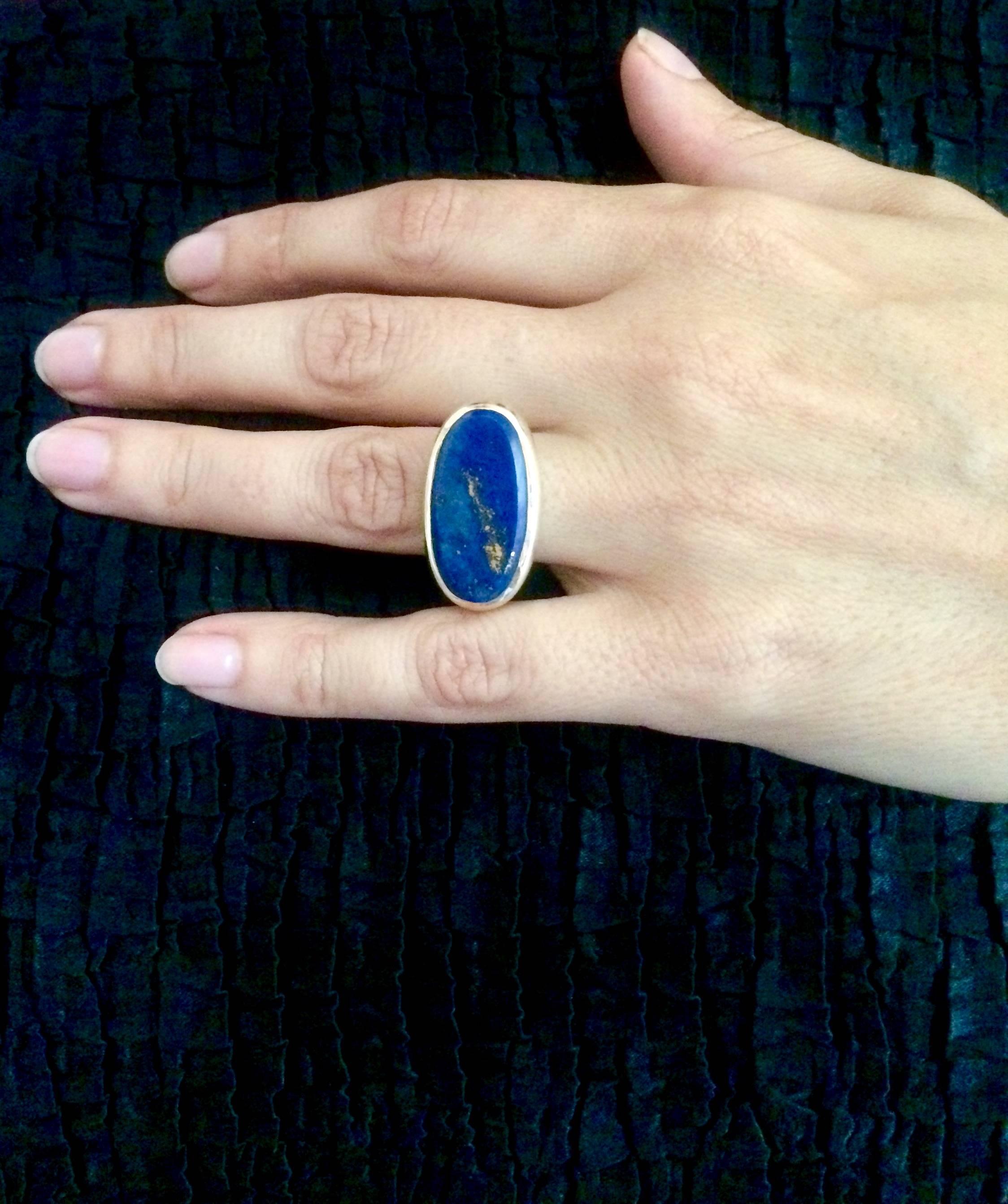 Marina J Oval Lapis Lazuli Gold Ring 1