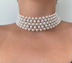 Gargantilla ajustable «Marina J.» de perlas trenzadas con cuentas facetadas chapadas en rodio plateado