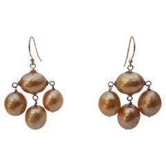 Marina J. Golden Baroque Pearl Chandelier Earrings & Solid 14k Yellow Gold