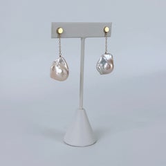 Marina J. 14k Golden Studded Baroque Pearl Dangle Earrings