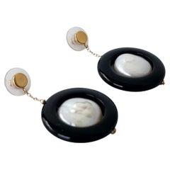 Marina J. Onyx, Baroque Pearl & 14k Yellow Gold Dangle Earrings