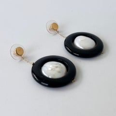 Marina J. Onyx, Baroque Pearl & 14k Yellow Gold Dangle Earrings