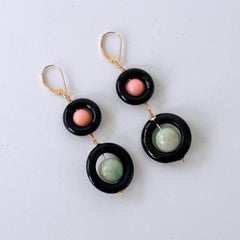 Marina J. Black Onyx, Jade, Coral & 14k Gold Dangle Earrings
