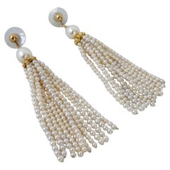 Marina J. Seed Pearl & 14k Yellow Gold Bridal Tassel Earrings