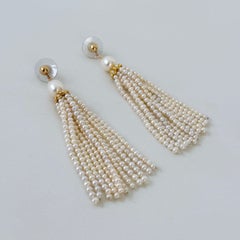 Marina J. Seed Pearl & 14k Yellow Gold Bridal Tassel Earrings
