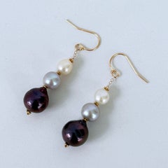 Marina J. Ombre Pearl Drop Earrings with Solid 14k Yellow Gold