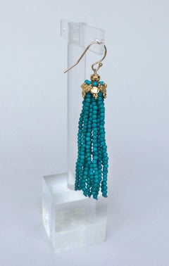Marina J Turquoise Tassel Earrings