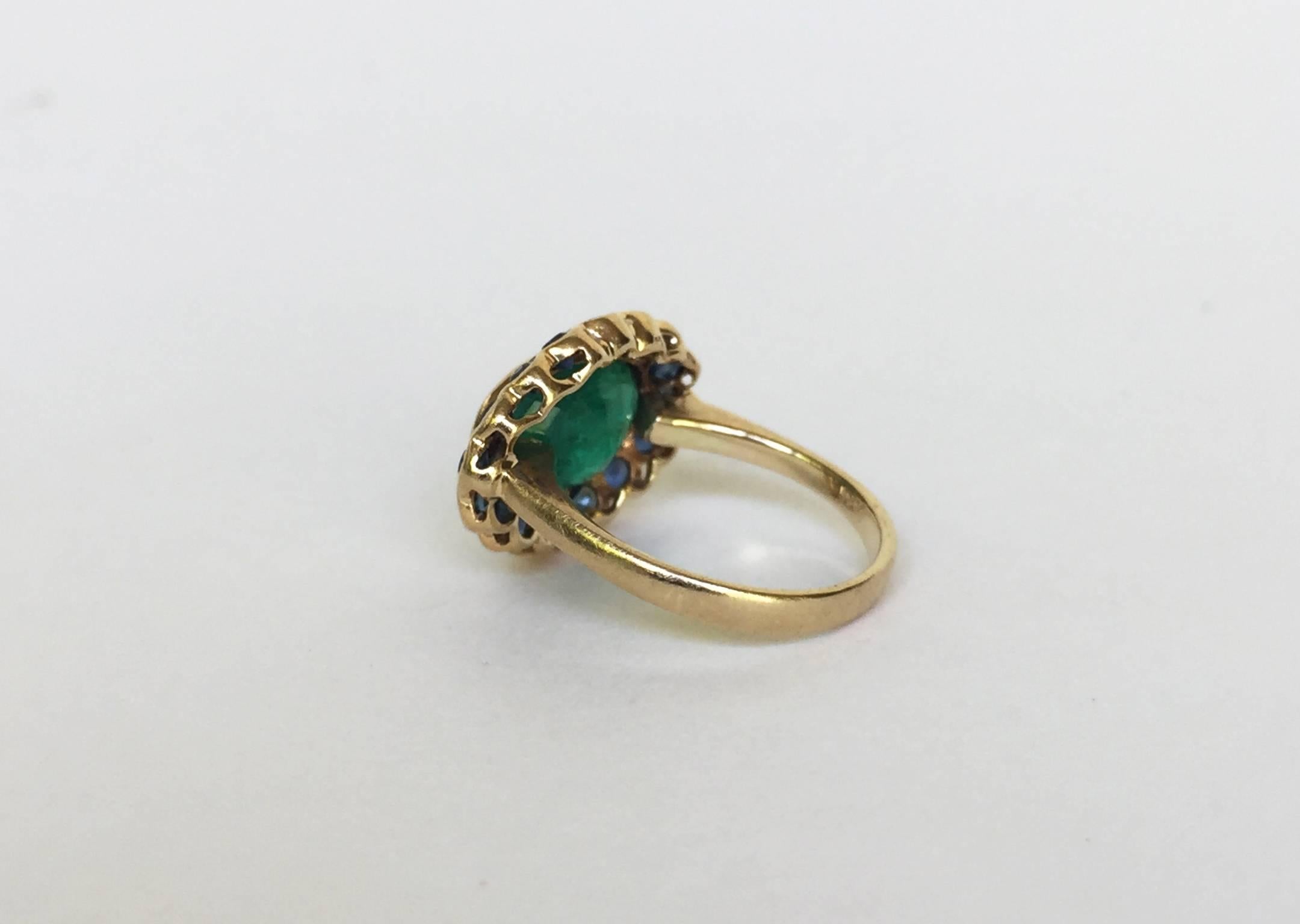 Emerald Sapphire Gold Pinky Ring by Marina J In New Condition In Los Angeles, CA