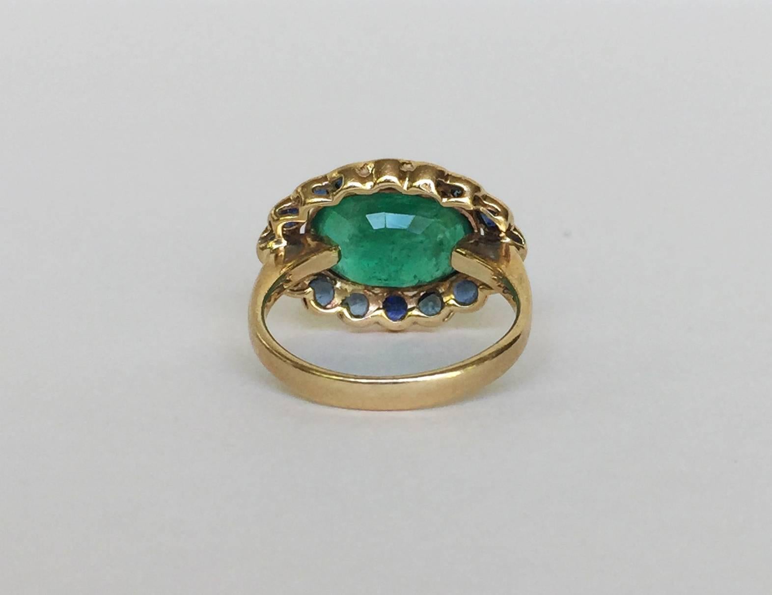 Emerald Sapphire Gold Pinky Ring by Marina J 1