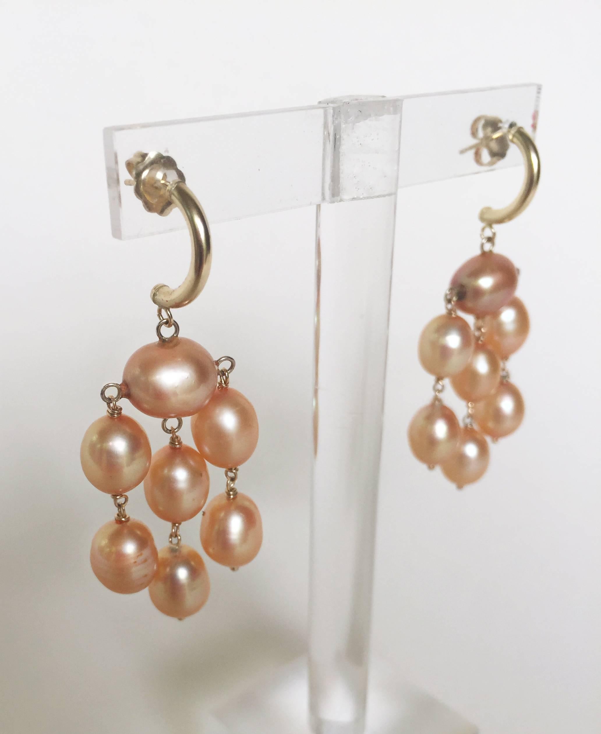 Golden Hue Baroque Pearl Dangle Earring by Marina J In New Condition In Los Angeles, CA