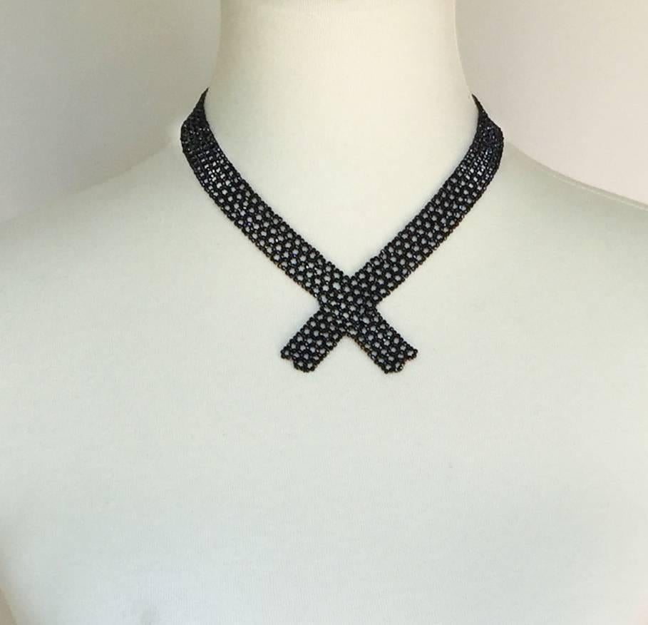 Marina J Black Spinel Collar Necklace with a 14 k Yellow Gold Clasp In New Condition In Los Angeles, CA