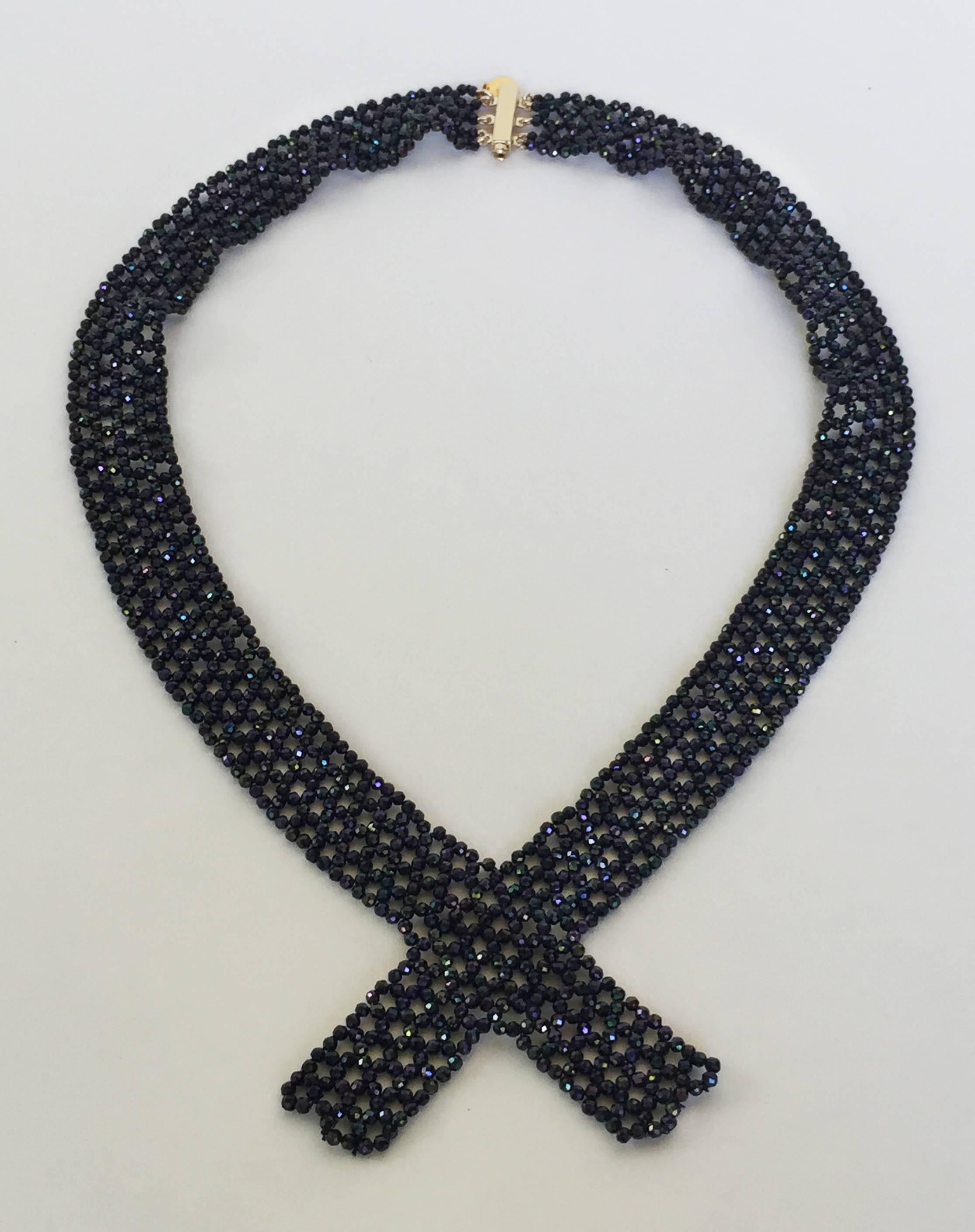Marina J Black Spinel Collar Necklace with a 14 k Yellow Gold Clasp 1