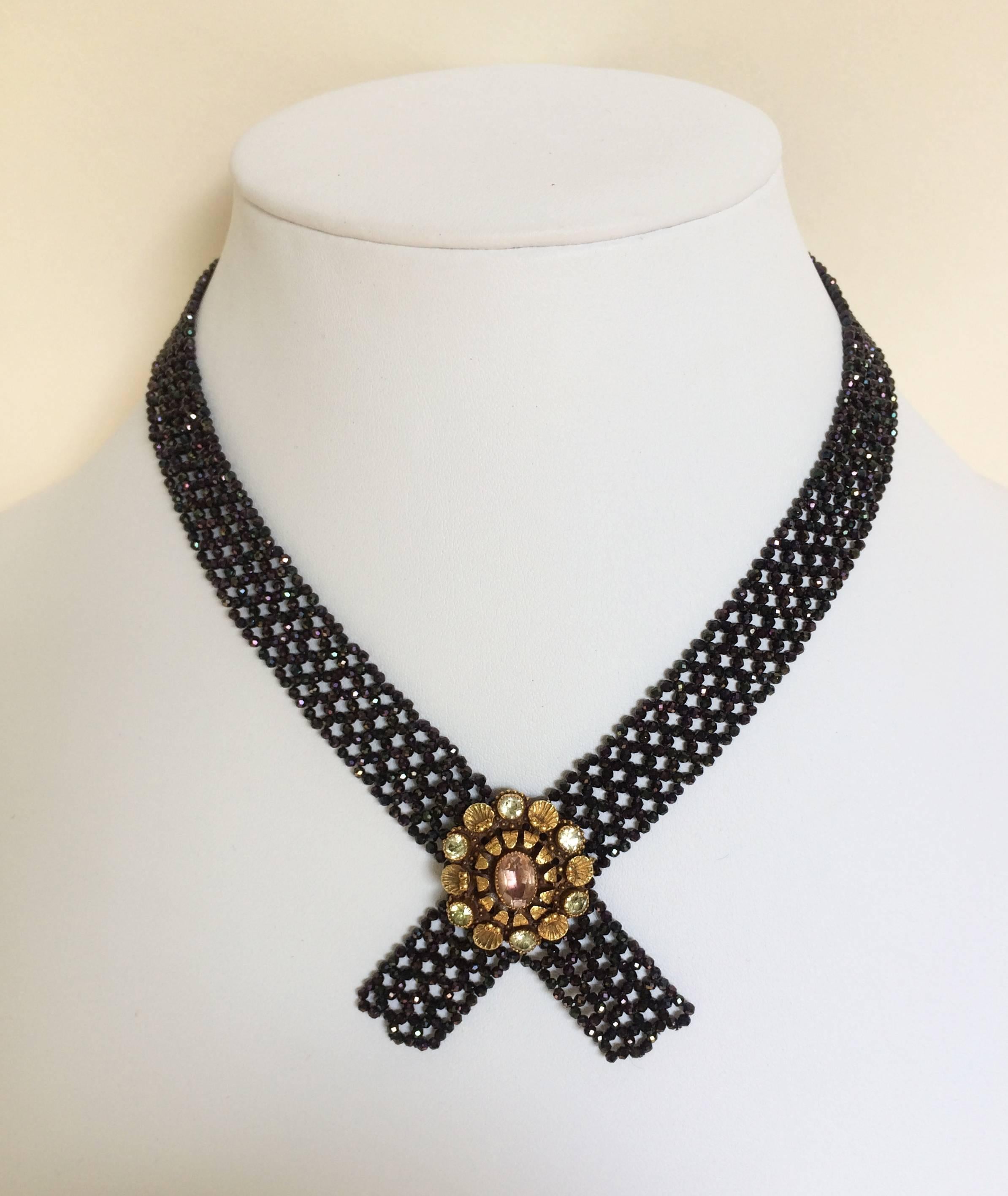Marina J Black Spinel Collar Necklace with a 14 k Yellow Gold Clasp 2