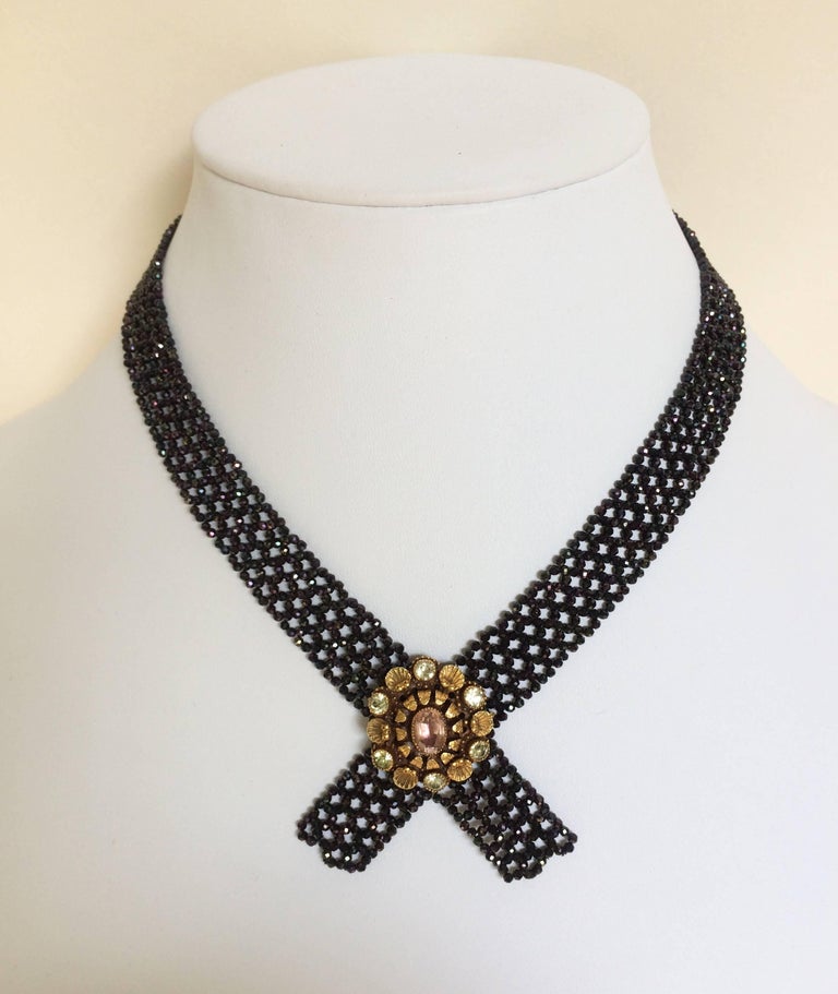 Marina J Black Spinel Collar Necklace with a 14 k Yellow Gold Clasp For ...