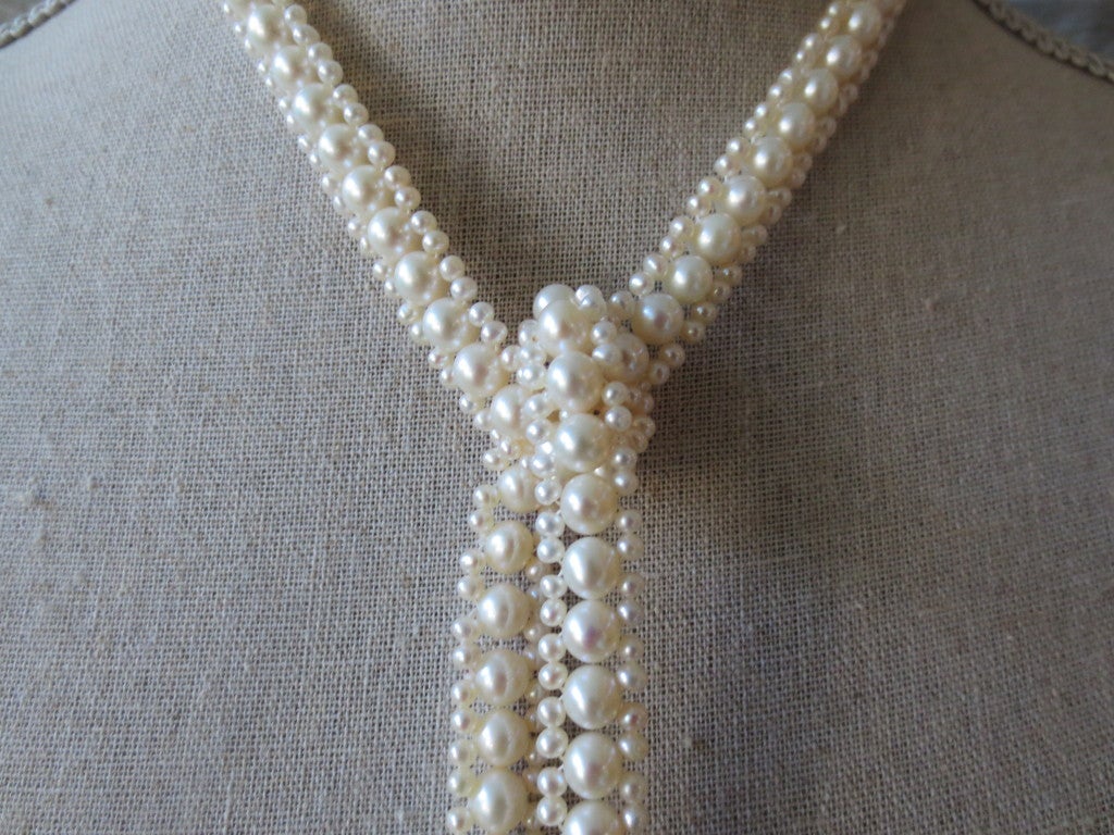 Women's Marina J Woven Pearl Sautoir with Baroque Pearls and Onyx Beads and Diamonds