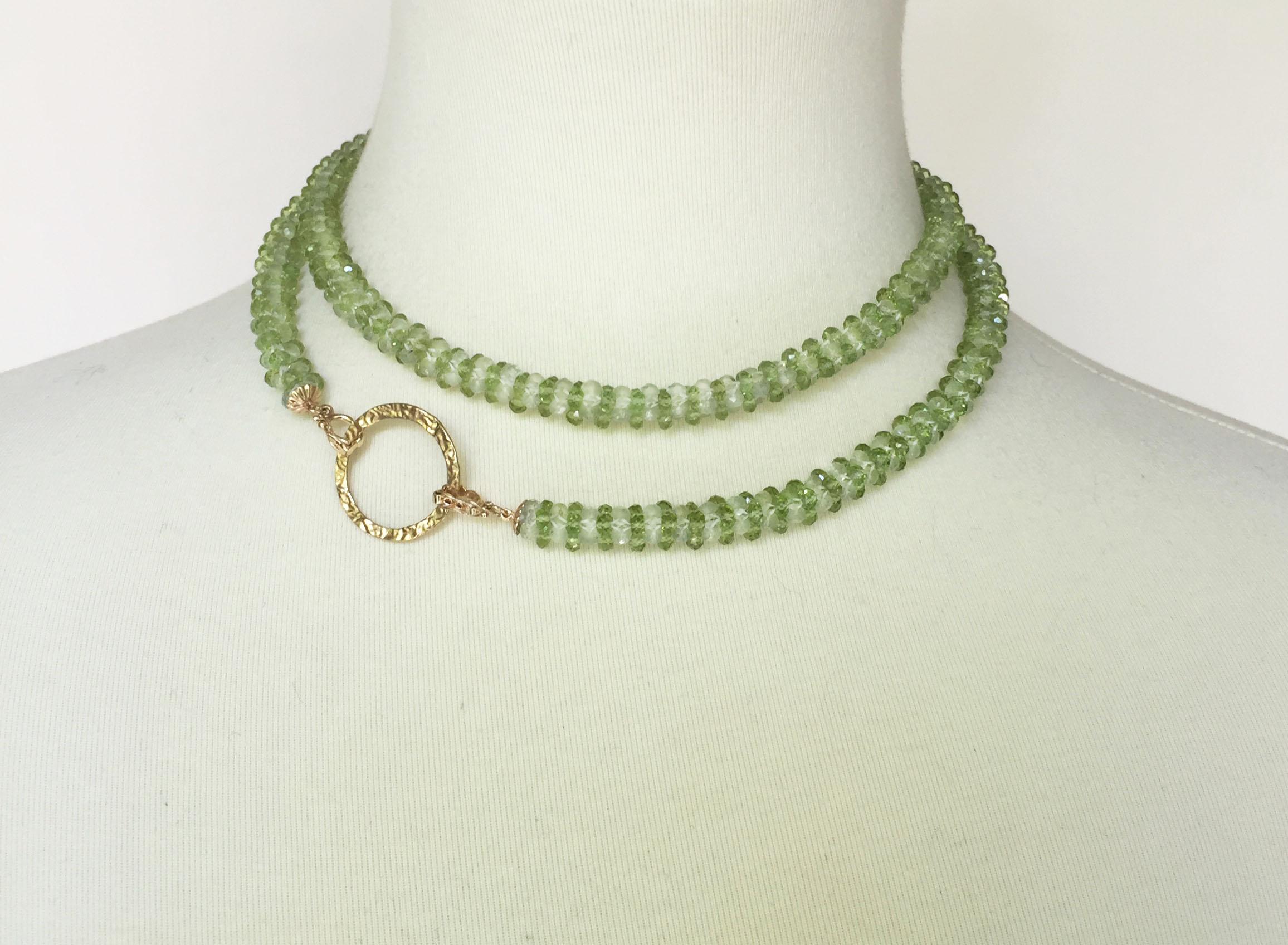 Peridot Tassel Rope Necklace with 14k Yellow Gold, Gold Plated Cup, and Diamonds 4