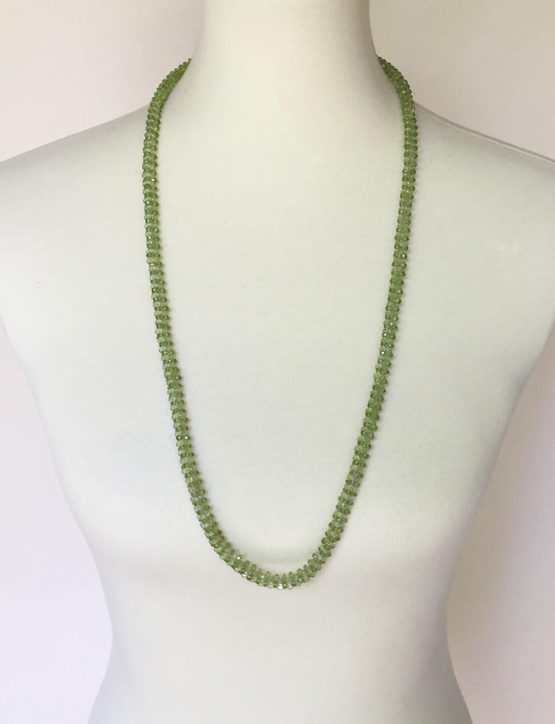 Peridot Tassel Rope Necklace with 14k Yellow Gold, Gold Plated Cup, and Diamonds 3