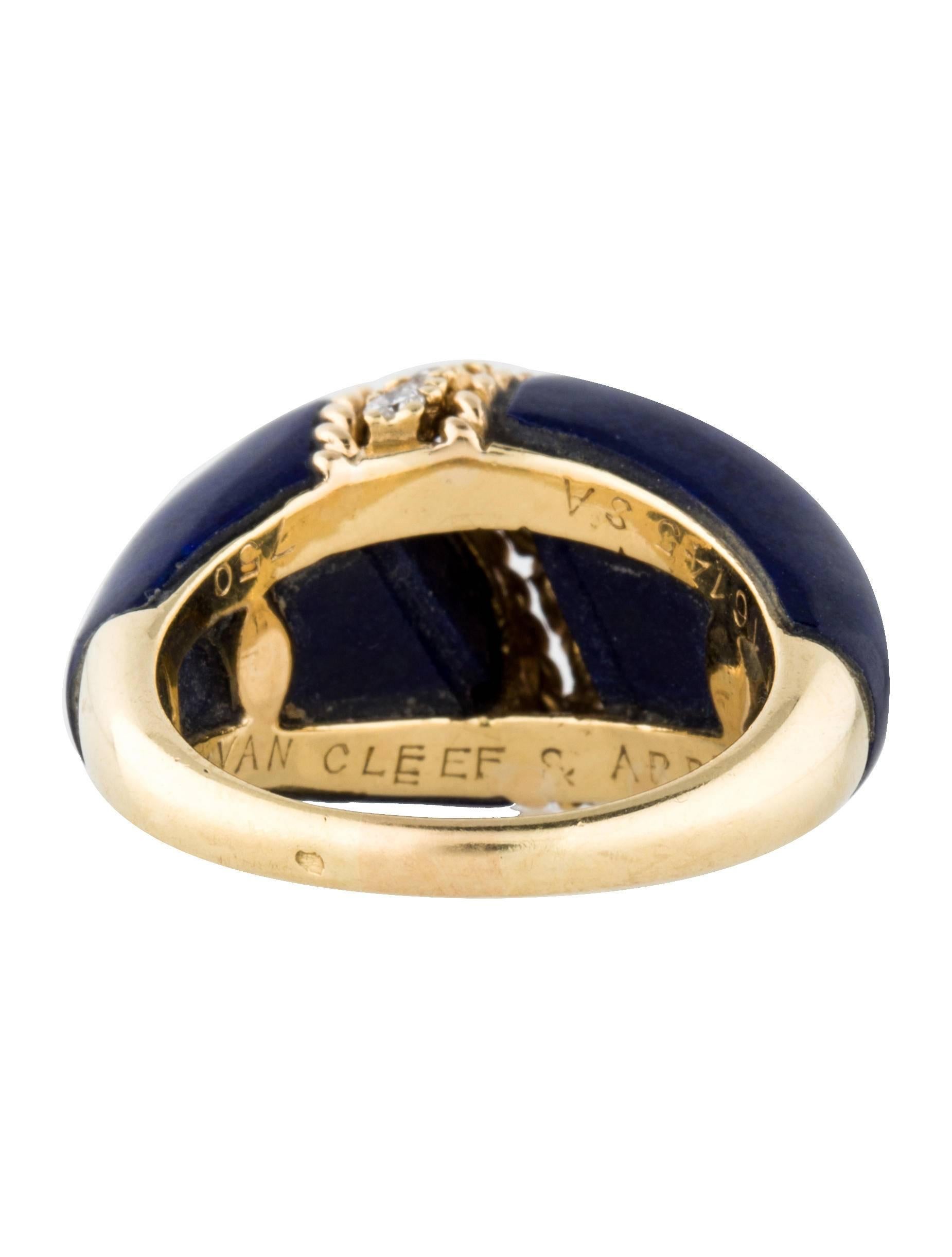 Contemporary Van Cleef & Arpels Lapis Diamond Gold Ring