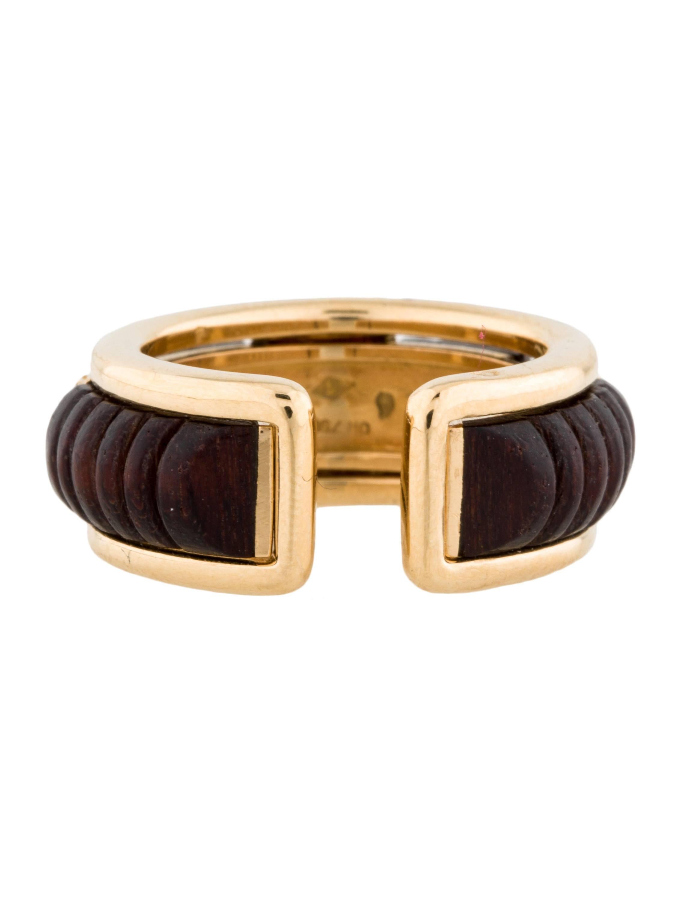 Modern Boucheron Diamond Wood Gold Two Part Ring