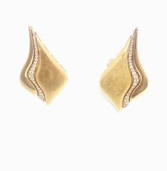 1970s Bulgari Diamond Gold Pin Earrings Set