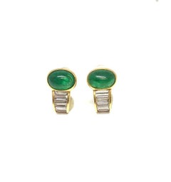 Bvlgari Cabochon Emerald Diamond Earrings