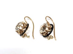 Georgian White Topaz and Gold Earrings