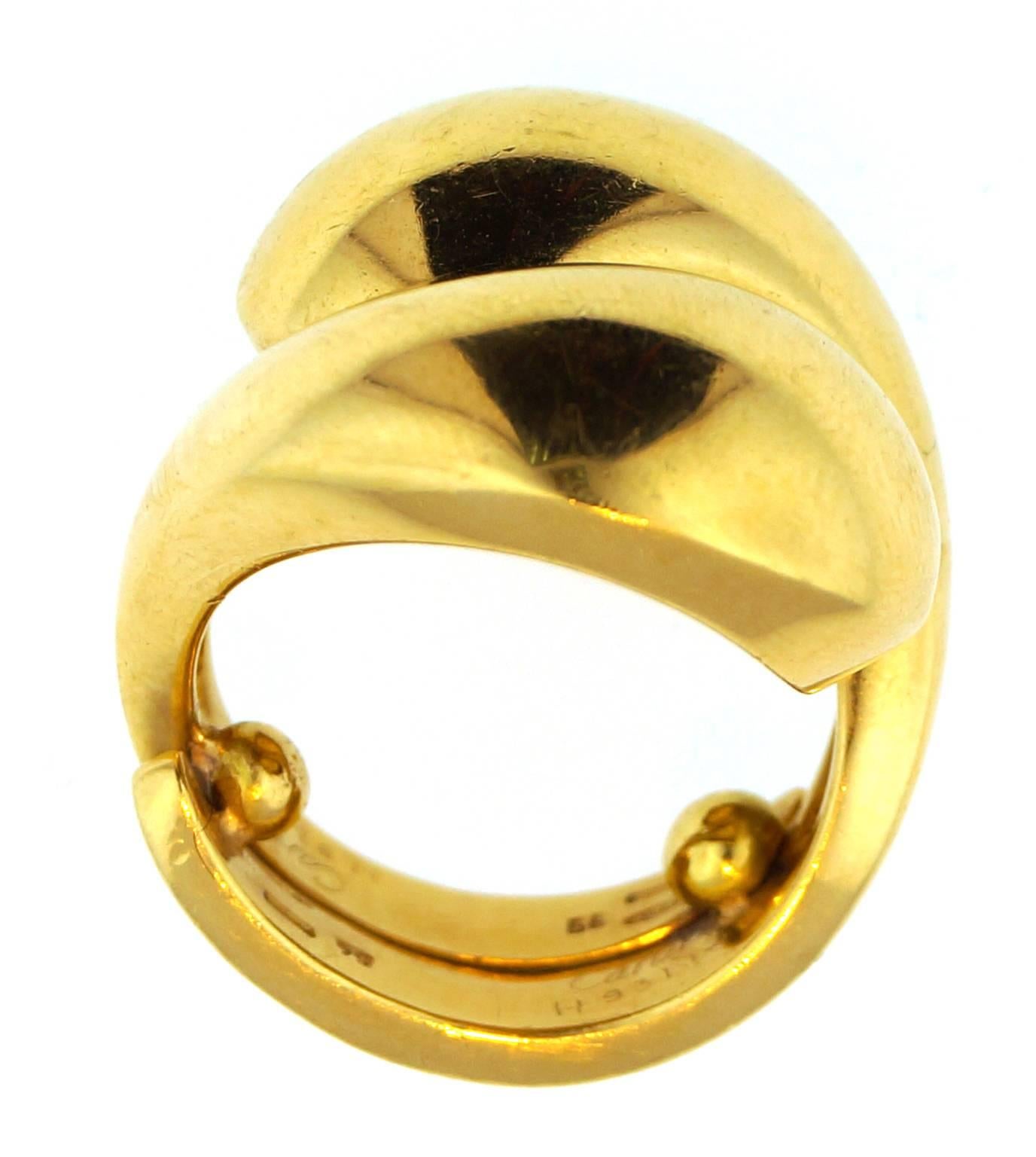 Carmelo Ying Yang 18K yellow Gold ring. 
This vintage Cartier ring is currently size 5 but can be resized to be the perfect fit. 
This beautiful gift is signed and had  French hallmarks. 