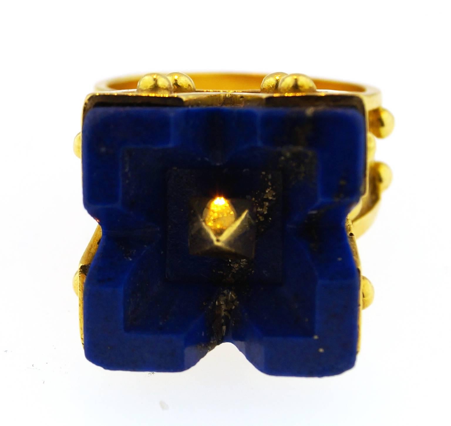 Women's Cartier Aldo Cipullo Lapis Lazuli Gold Ring 