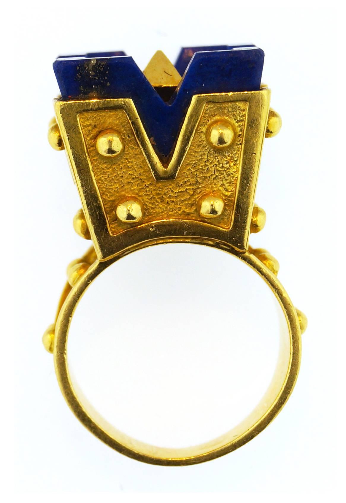 Cartier Aldo Cipullo Lapis Lazuli Gold Ring  In Good Condition In New York, NY