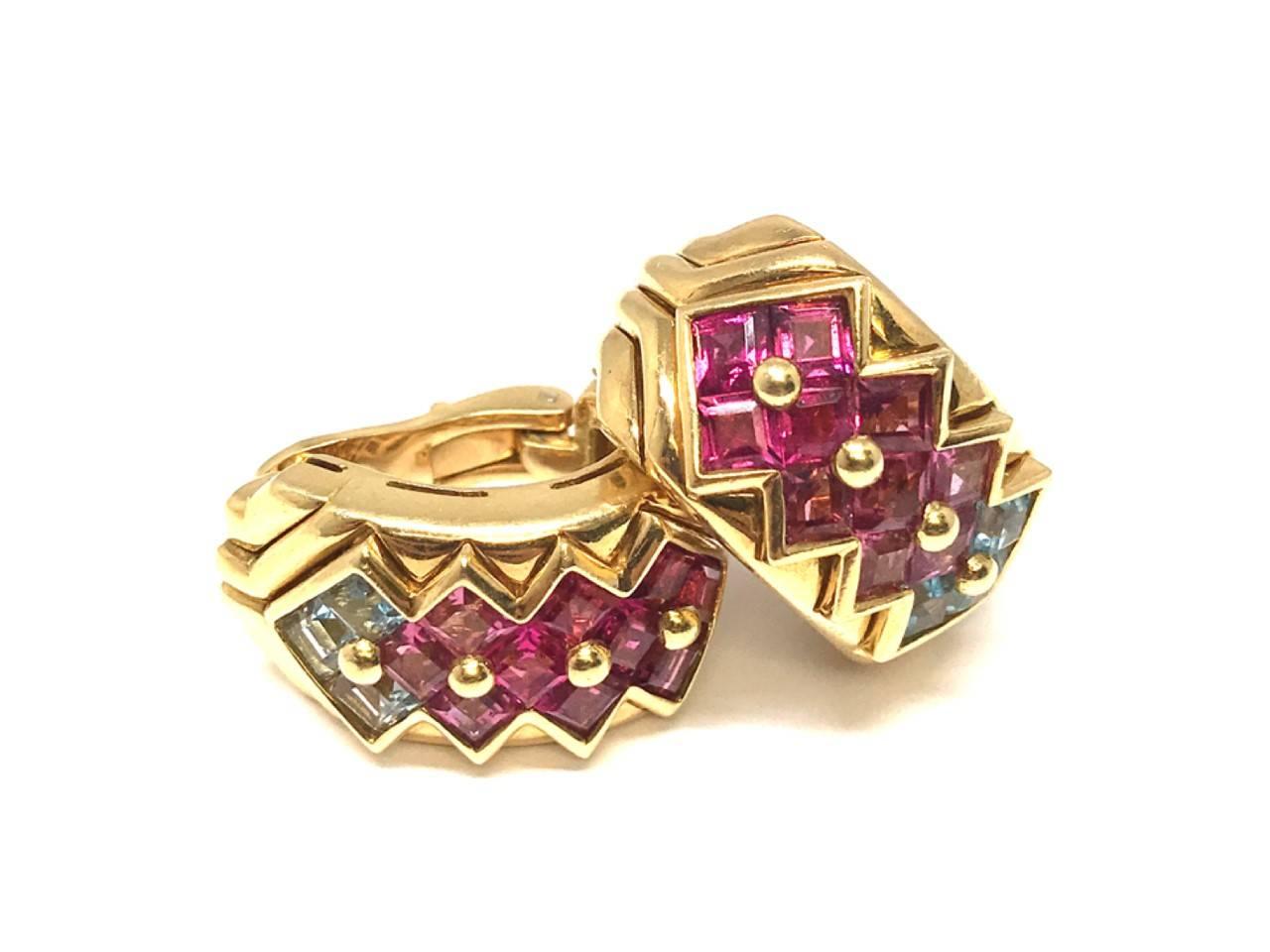 Bulgari Tourmaline and Amethyst Clip-On Earrings In Excellent Condition In New York, NY