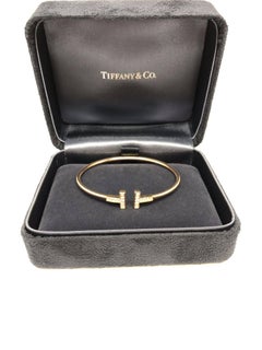Tiffany & Co. 18 Karat Gold and Diamond T Wire Bracelet