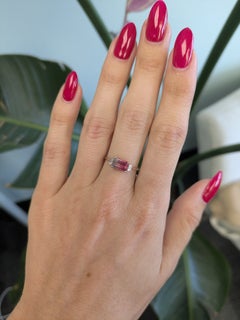 1.2Ct Bi-Color Tourmaline Ring with Earth-Mined Diamond Accents: Solid 14K Gold