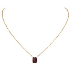 1.6Ct Red Spinel Solitaire Pendant Necklace with Chain in Solid 14K Gold, 8x6mm