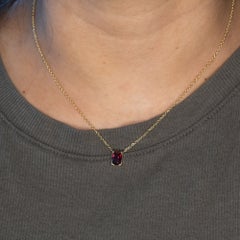 1.6Ct Red Spinel Solitaire Pendant Necklace with Chain in Solid 14K Gold, 8x6mm