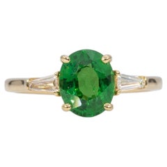 1.8Ct Tsavorite Garnet Ring with Earth-Mined Diamond Accents: Solid 18K Gold