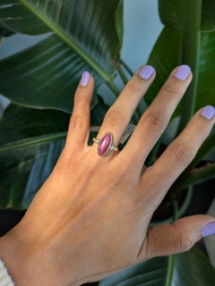 Anillo con rubí estrella de 8,2 ct y diamantes naturales: oro macizo de 14K, talla marquesa de 16 x 7 mm