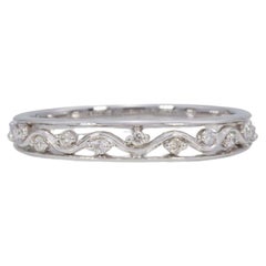 Natural Diamond Band in Solid 14K Gold  Vintage Scroll Design Diamond Ring