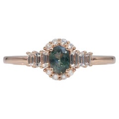 Alexandrite Ring with Earth-Mined Diamond Accents in Solid 14K Gold, Oval 5x4mm
