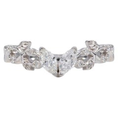 Diamond Band with Earth-Mined Diamonds in Solid 14K Gold, Marquise Cut