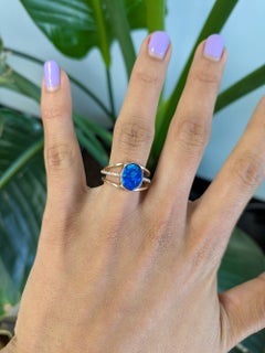 2.1Ct Boulder Opal Cabochon Ring with Natural Diamond Accents: Solid 14K Gold