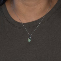 1.8Ct Ethiopian Opal Pendant with Natural Diamonds: Solid 14K Gold, Oval 10x8mm