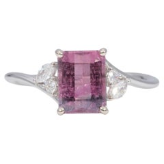 1.7Ct Bi-Color Tourmaline Ring with Earth-Mined Diamond Accents: Solid 14K Gold