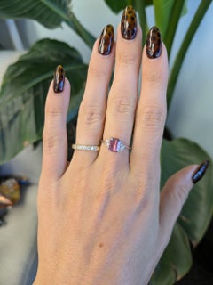 1.7Ct Bi-Color Tourmaline Ring with Earth-Mined Diamond Accents: Solid 14K Gold