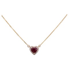 Mozambique Ruby Necklace with Earth-Mined Diamond Accents: Solid 14K Gold, 5mm