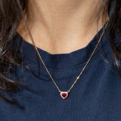 Mozambique Ruby Necklace with Earth-Mined Diamond Accents: Solid 14K Gold, 5mm