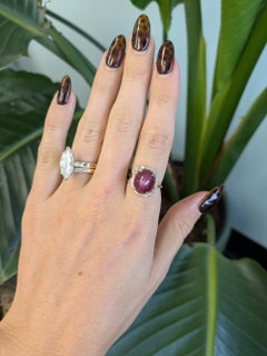 12Ct Star Ruby Ring with Earth-Mined Diamond Accents in Solid 14K Gold, 13x11mm