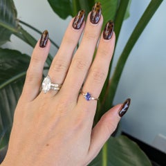 AAA Tanzanite Ring with Earth-Mined Diamond Accents: Solid 14K Gold, 7x5mm